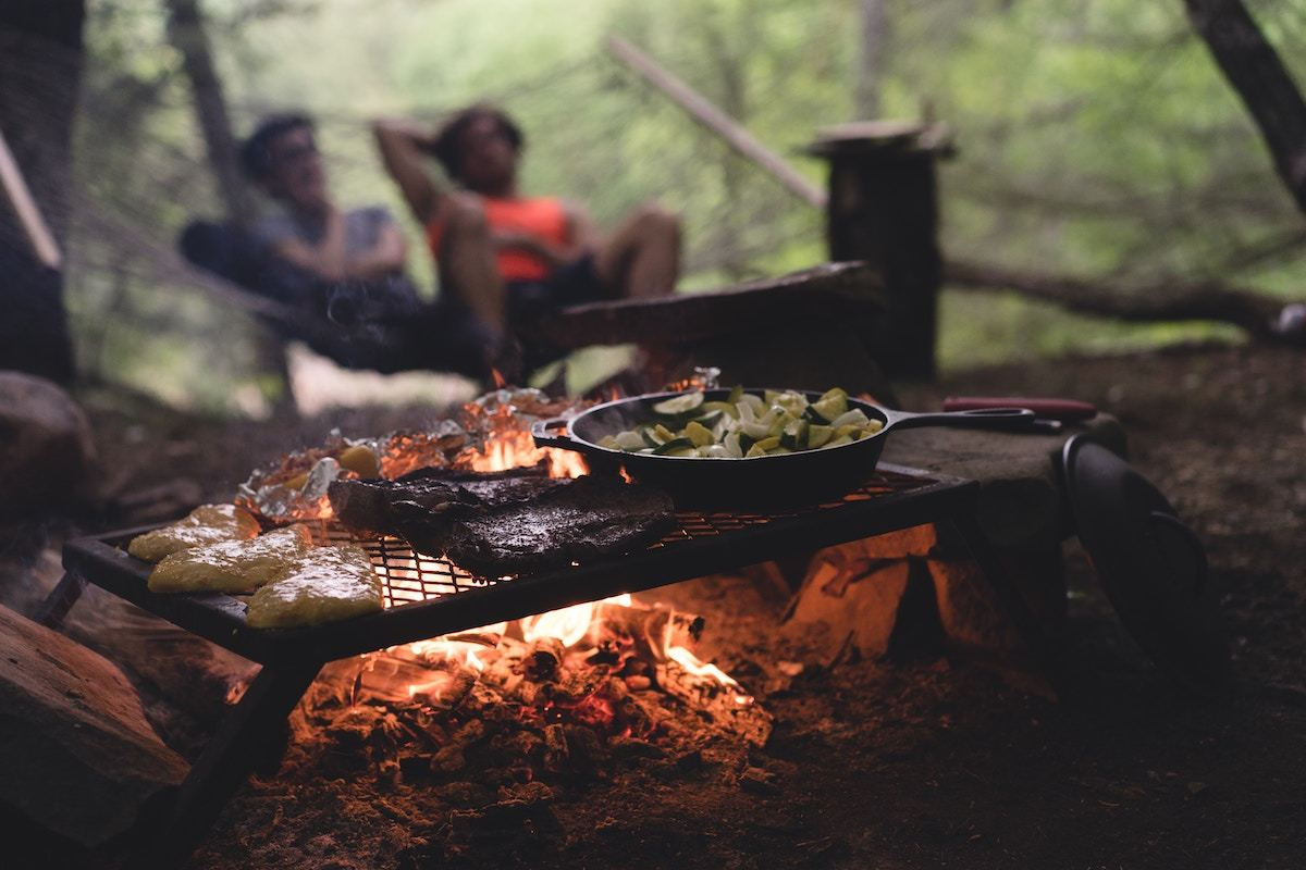 cooking food on campfire