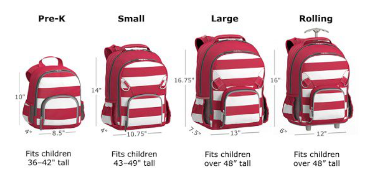 Average Backpack Size For Elementary School